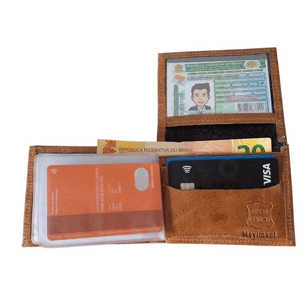 Carteira em L Couro- Legítimo-Porta Cartões- Porta Notas - Apenas Porta CNH- Fotos Reais em Oferta na Shopee