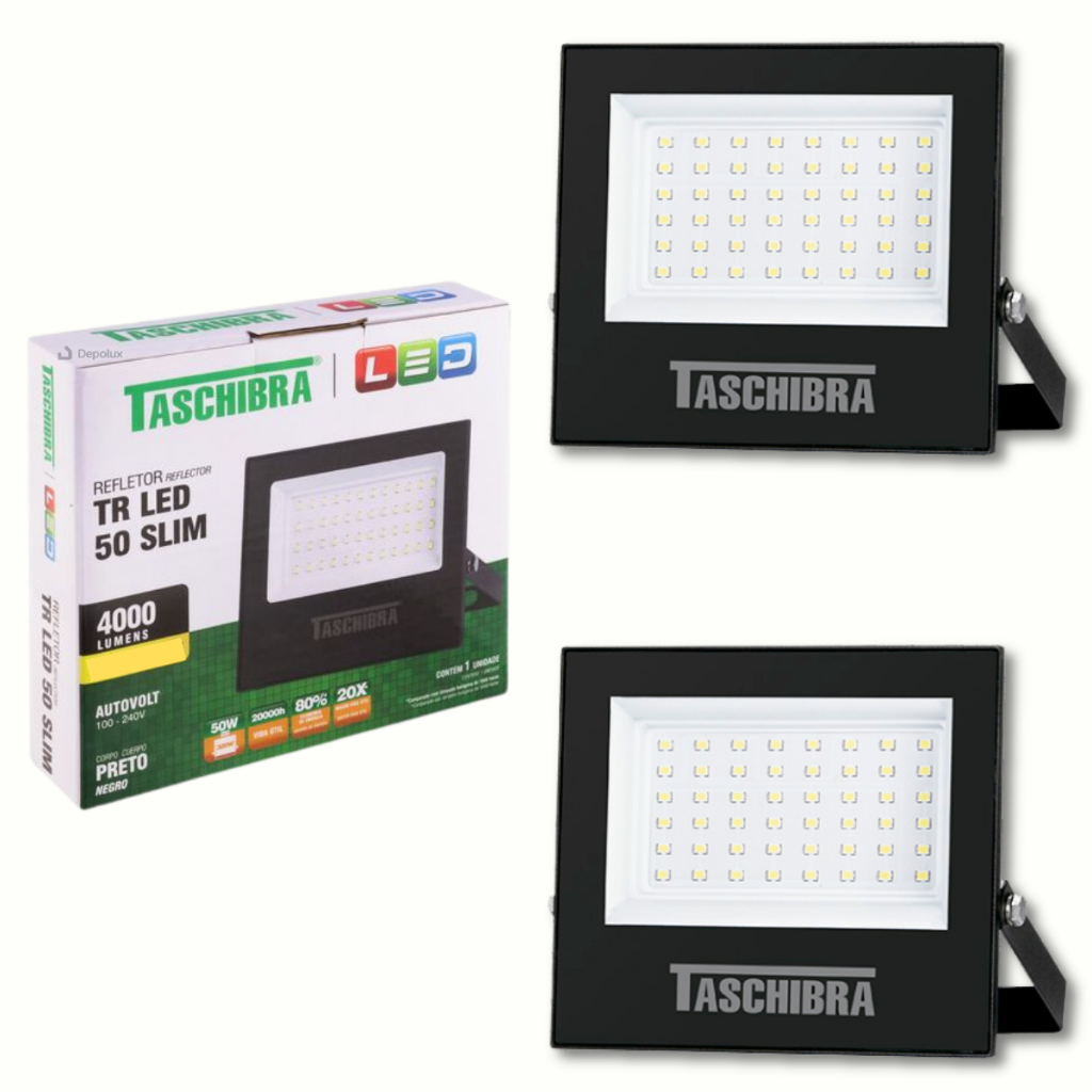 Kit 3 Refletor Led 50W Holofote A prova d'agua TR50 Bivolt 6500K
