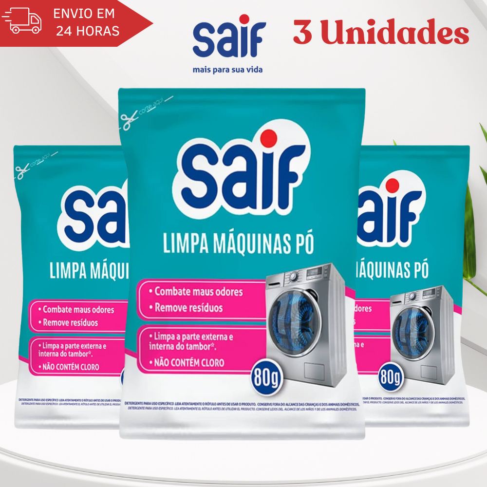 Limpa Máquina de Lavar Roupa Saif 80g - KIT C/ 3 Unidades