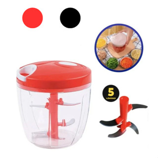 Kit Processador Triturador de Alho  Manual De Alimentos C/ 5 Lâminas 900ML/500ML