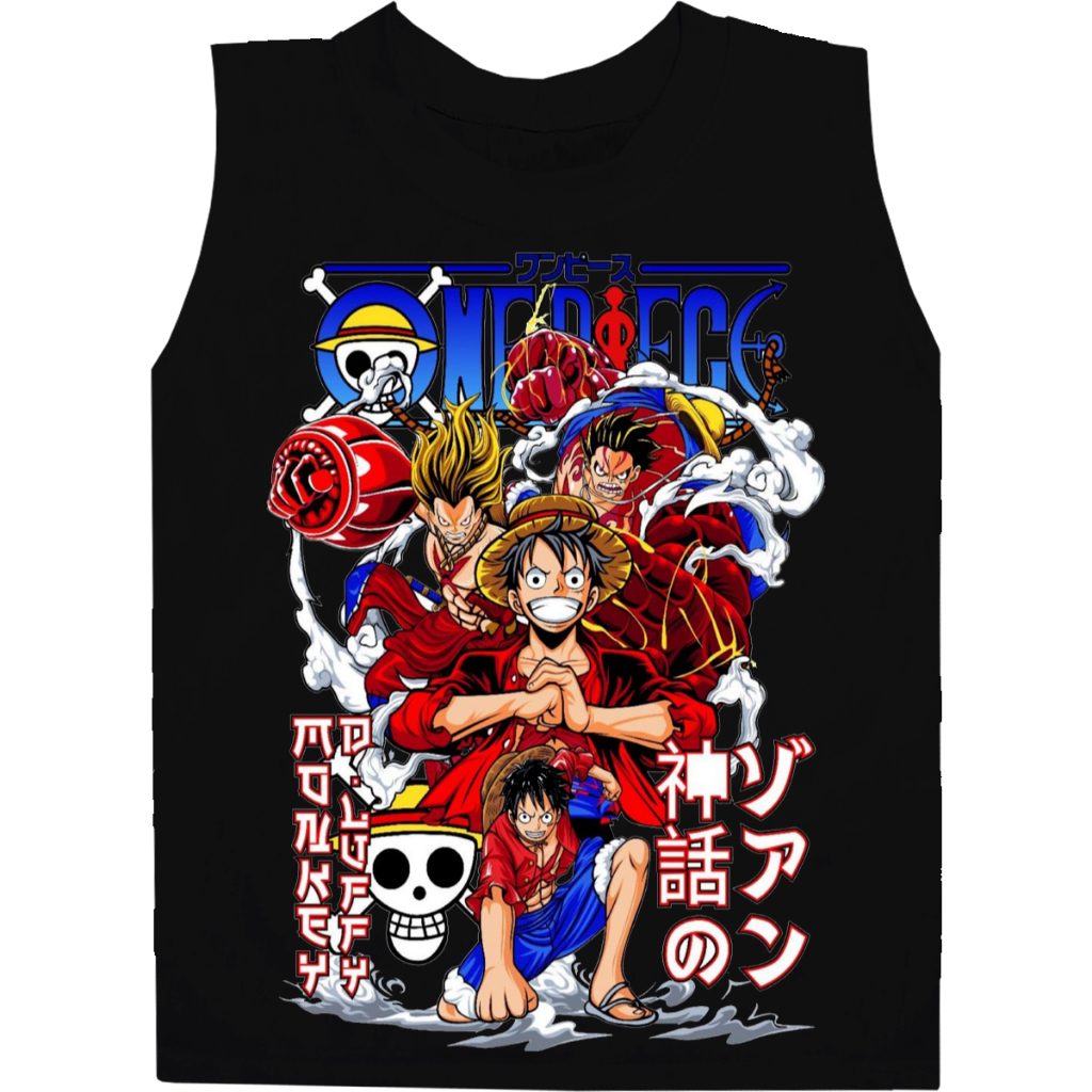 Regata Camisa masculina Básica Luffy Camiseta Alta Qualidade 100% Algodão Estampa Preto 2 ao GG