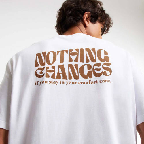 Camiseta Branca Nothing Changes Unissex Style Street Camisa Oversized Gola Redonda Algodão T-shirt