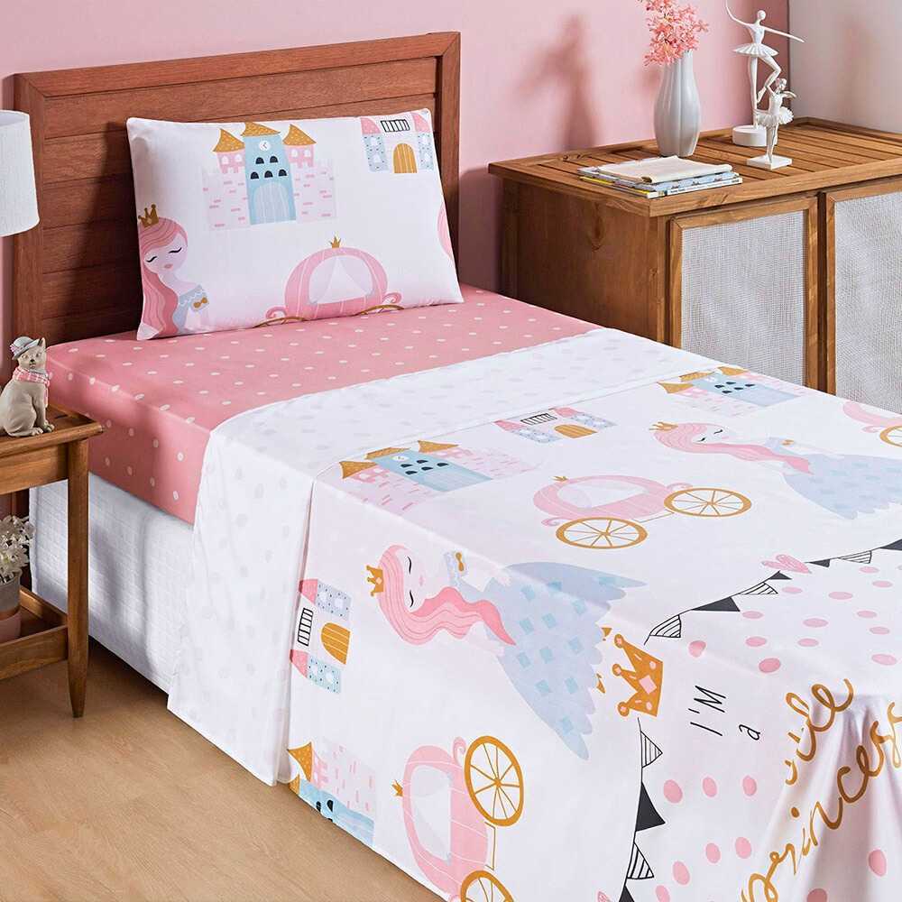 Lençol 3 Peças Solteiro Infantil Bailarina-Game-Balão-Dinossauro-Astronauta-Ballet-Unicórnio em Oferta na Shopee