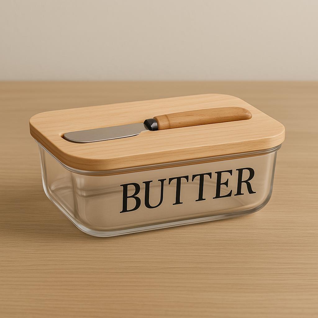 Manteigueira Butter C/ Espátula e Tampa em Bambu - Wolff