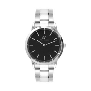 Relógio Masculino Luxo Quartzo Prata Belmont Black Silver 40mm Fundo Preto - Watches