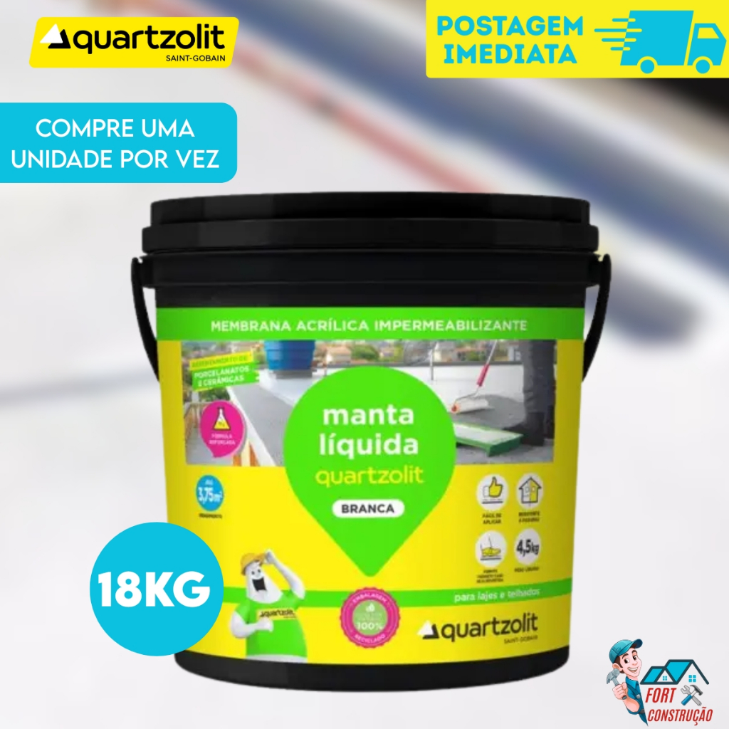 Super Borracha Líquida 18kg Impermeabilizante Quartzolit - Impermeabiliza Elástico Branca blindagem em Oferta na Shopee