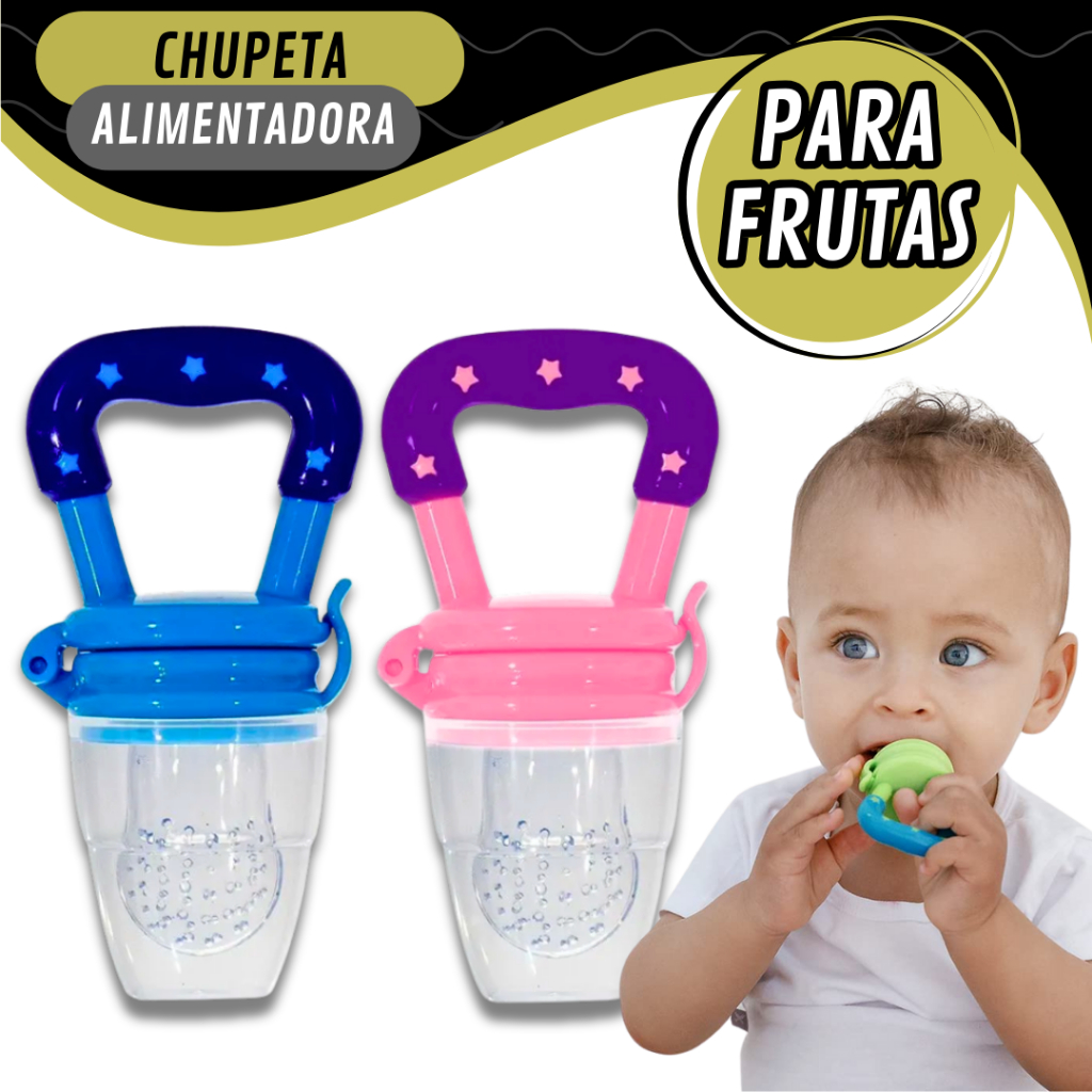 Chupeta Alimentadora Para Frutas Infantil Introdução Alimentar Com Tampa Protetora E Bico De Mamadeira Macio