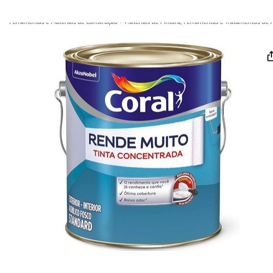Tinta Acrílica Fosca Coral Rende Muito 3,2L Alta Cobertura E Rendimento em Oferta na Shopee