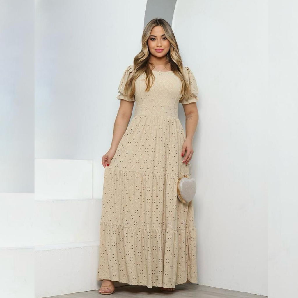 VESTIDO  LONGO TRÊS MARIAS  FEMININO LAISE  DE MALHA  COLORIDO