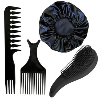 Kit Construção Pente Jacaré, Pente Garfo, Touca De Cetim & Escova Magica - (Cores Sortidas) em Oferta na Shopee
