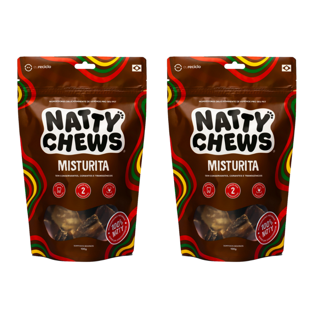 Kit 2 Embalagens de Petisco e Mordedor Natural Recortes Bovinos Desidratados Para Cães Misturita Natty Chews - 200g em Oferta na Shopee