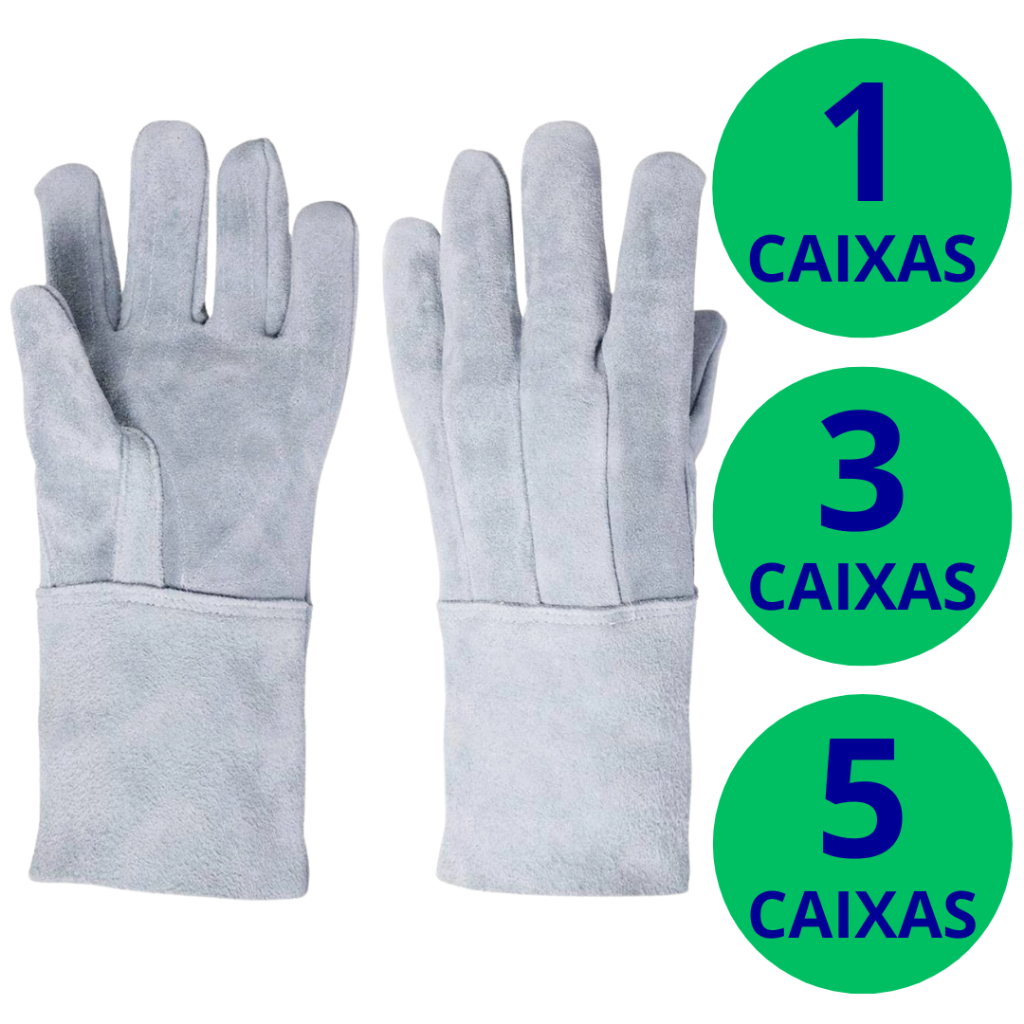 Luva Couro Raspa Cano Longo 20 Soldador Lixadeira  ...
