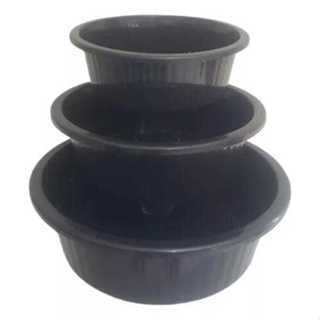 Kit 3 Bacias De Plástico Redondas Multiuso Reforçada Preto em Oferta na Shopee