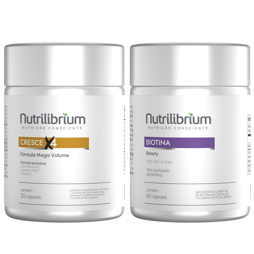 Kit Cresce X4 30 Caps + Biotina Beauty 60 Caps Nutrilibrium