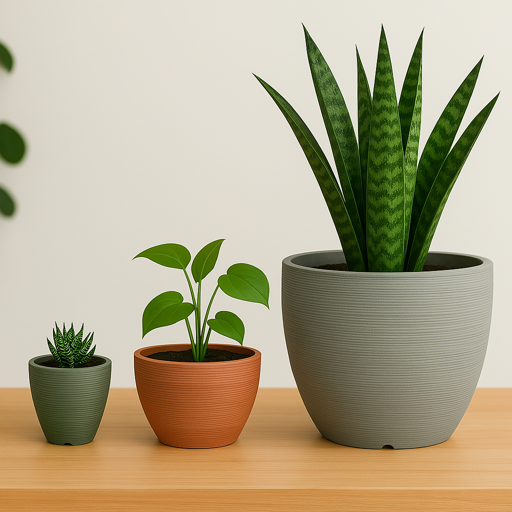 Vaso de Planta Grande Decorativo Família Redondo Grafiato