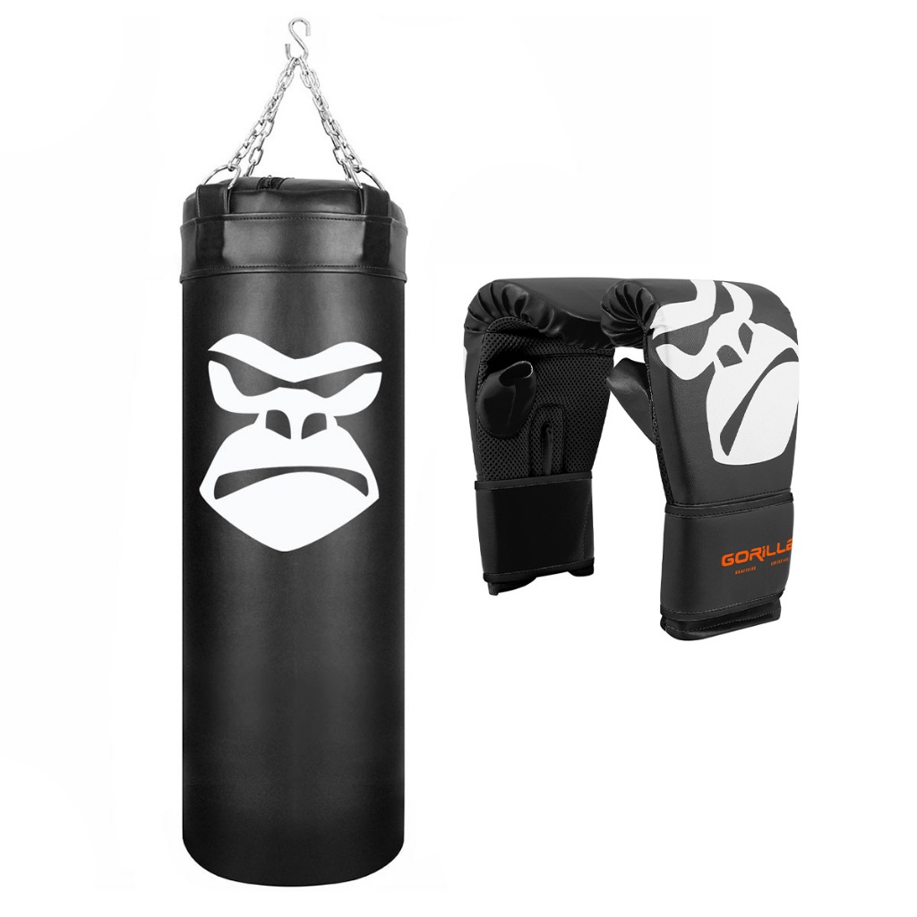 Kit Treino Profissional Saco De Boxe 90 Cm Luva Bate Saco Adulto Gorila Original 9 Meses De Garantia