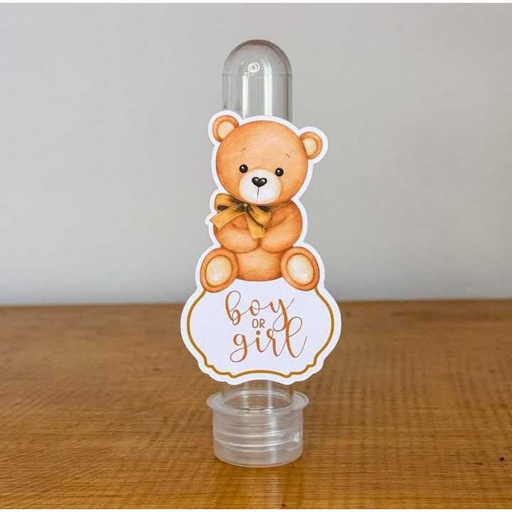 30 Apliques para Tubetes  Chá Revelação Dourado Uusinho l Festa Infantil l Lembrancinhas Personalizados- Já Cortados