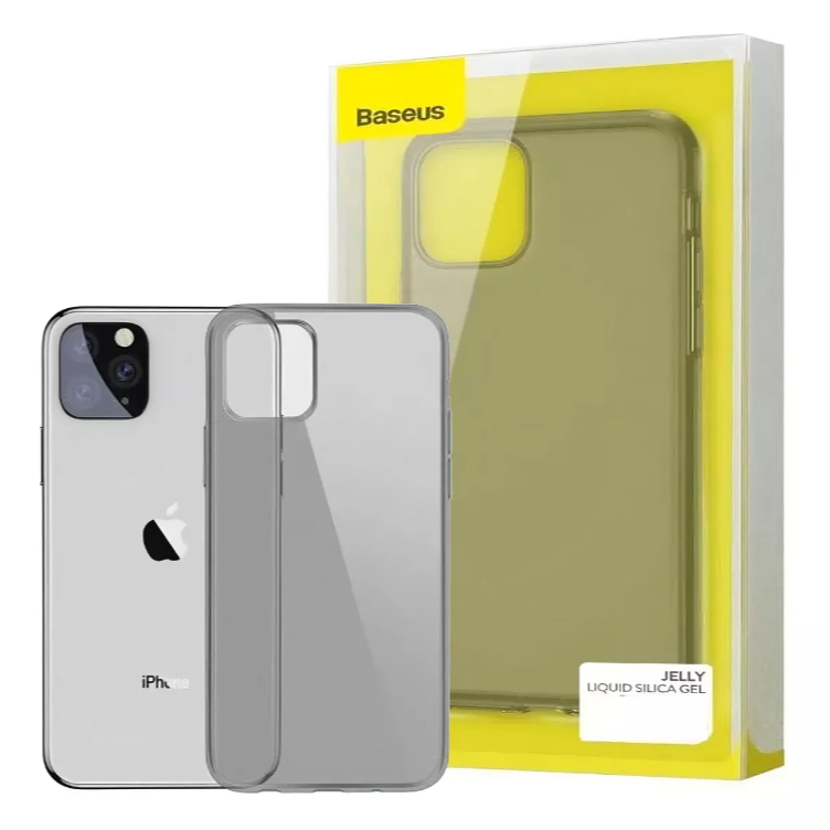 Capa Case iPhone 11 Pro Max 6.5 Baseus Jelly Sílica Fosco Preto Transparente