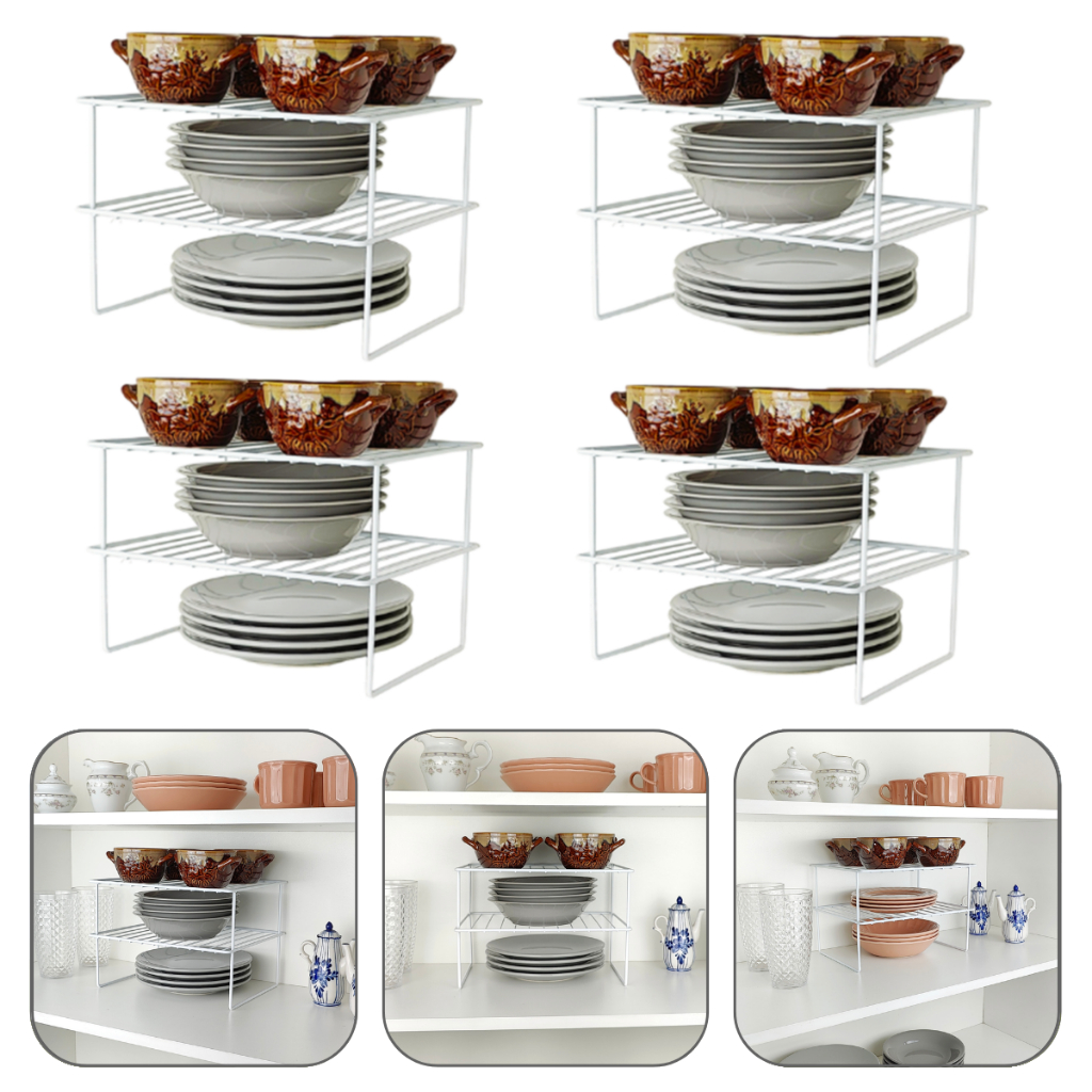 Kit 4 Rack 30cm Organizador Objeto Armario Cozinha Branco em Oferta na Shopee