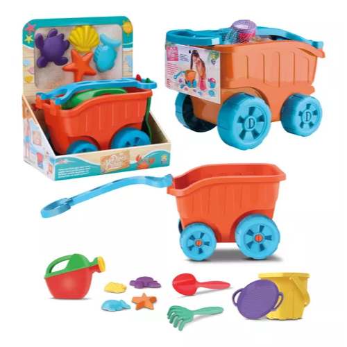 BRINQUEDO CARRINHO CARRIOLA DE PRAIA COM BALDE REGADOR FORMINHAS DIVERTOYS 8087 em Oferta na Shopee