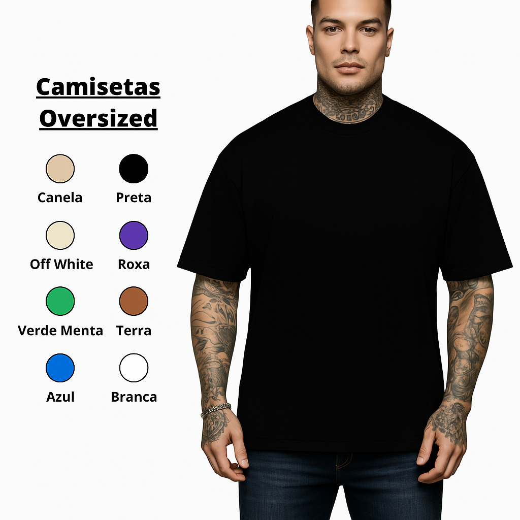 Camiseta Oversized Streetwear Masculina 100% Algodão Padrão Americano