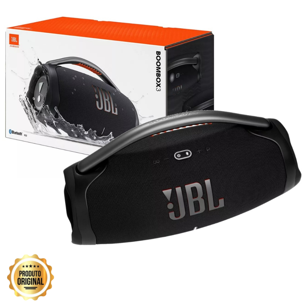 Caixa de Som JBL Boombox 3 IPX7 Black Preto Original NF Garantia 180W bluetooth - Audio
