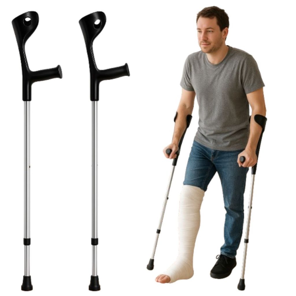 Par Muleta Ortopédica Canadense Auxiliar Com 10 Niveis de Regulagem até 120 Kg