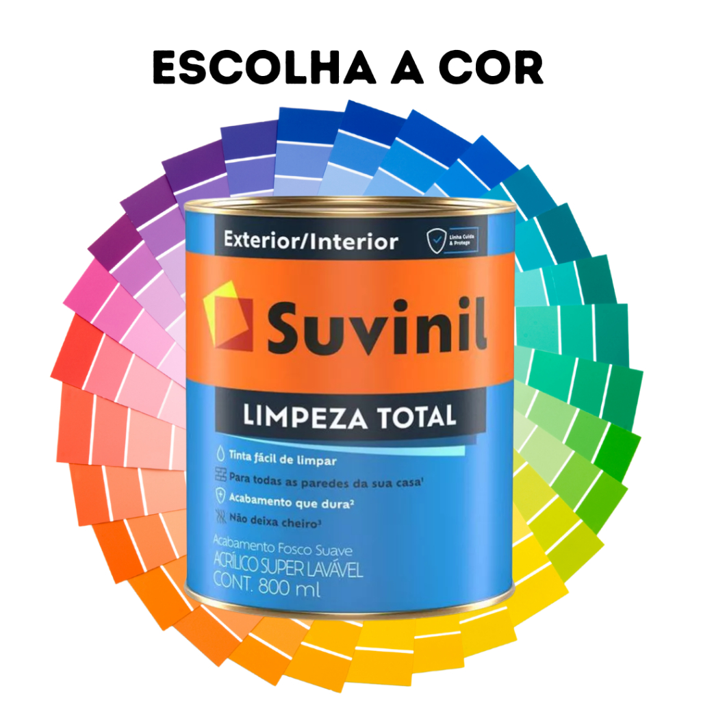 Tinta Lavável Fosca 800ml Escolha a Cor Limpeza Total Suvinil - Home & Living