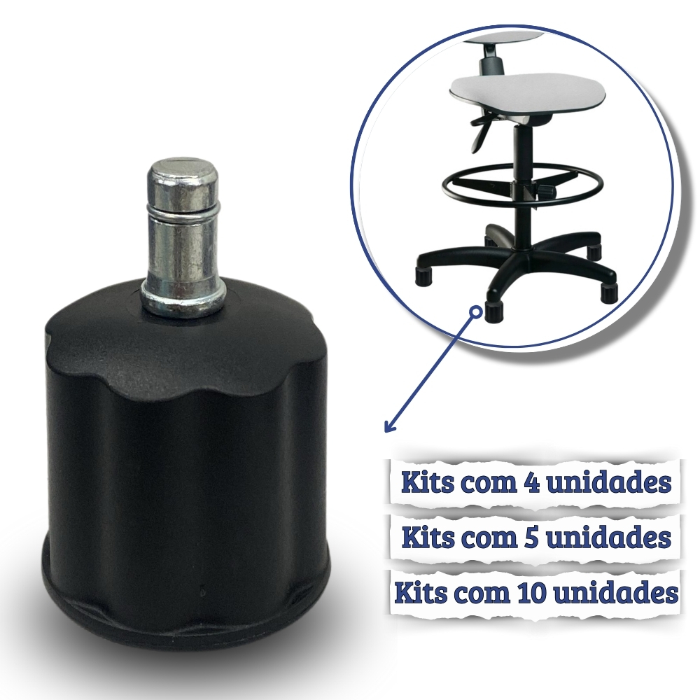 Kit de Sapata Caixa para Cadeira Giratória Escritório Pé Fixo Pezinho Cadeira Secretária