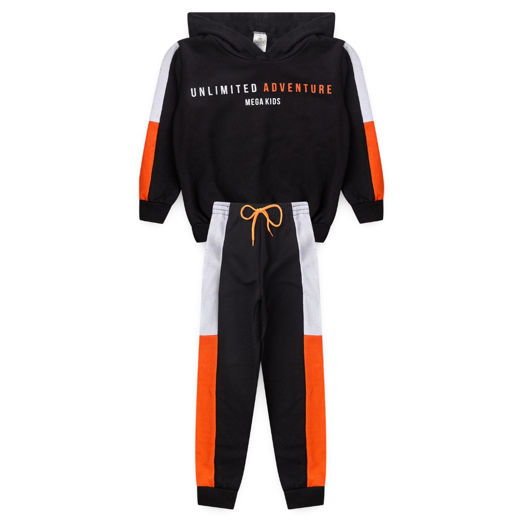 Conjunto Moletom Peluciado Infantil Masculino Adventure - Preto
