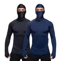 Kit 2 Camisa Camiseta Touca balaclava Dry Fit Motoqueiro Pedreiro Ciclista Proteção Uv50+ Solar Termica