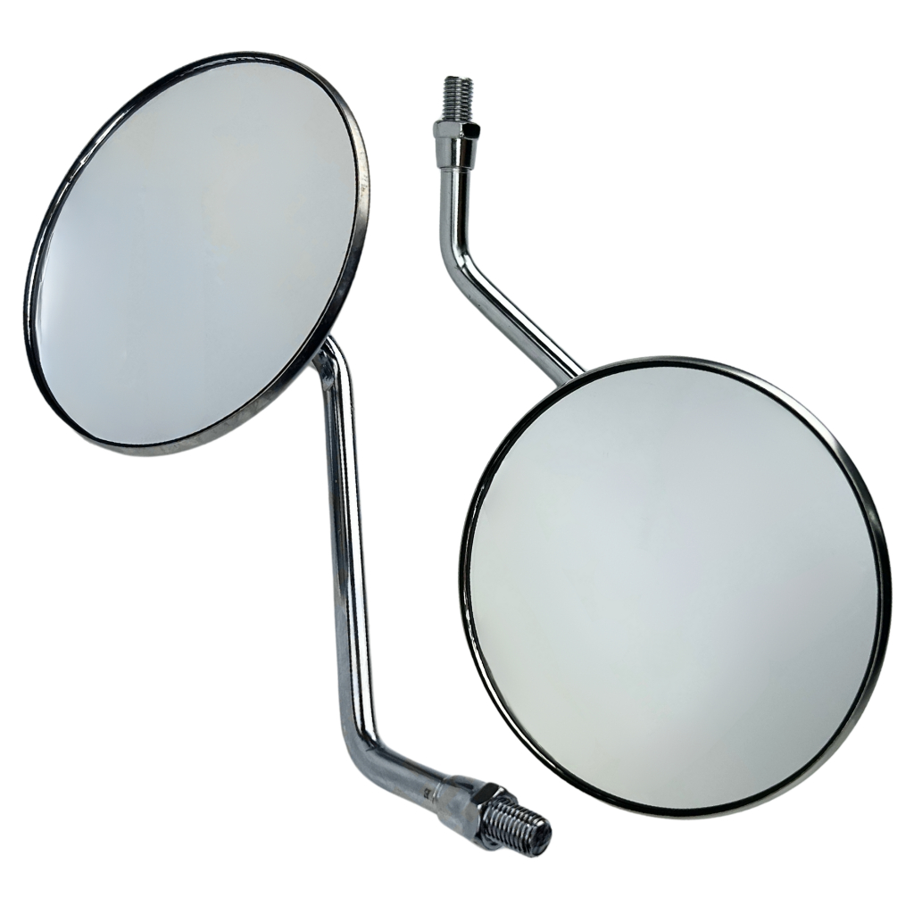 Par Espelho Retrovisor Moto Custom / Cafe Racer Cromado M10 Lente Convexa — imagem 2 de 2