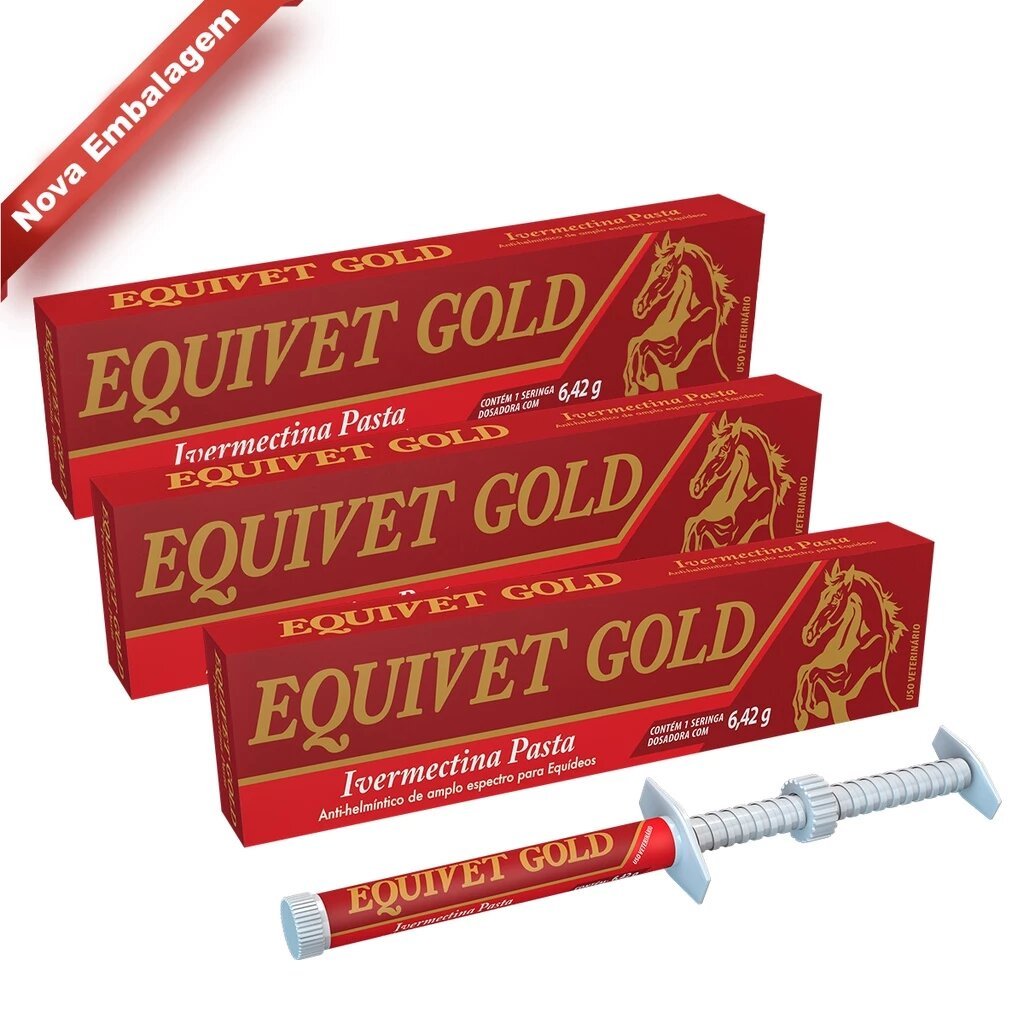 3x Equivet Ivomec Gold 6,42 - Ivermectina Vermífugo Cavalos