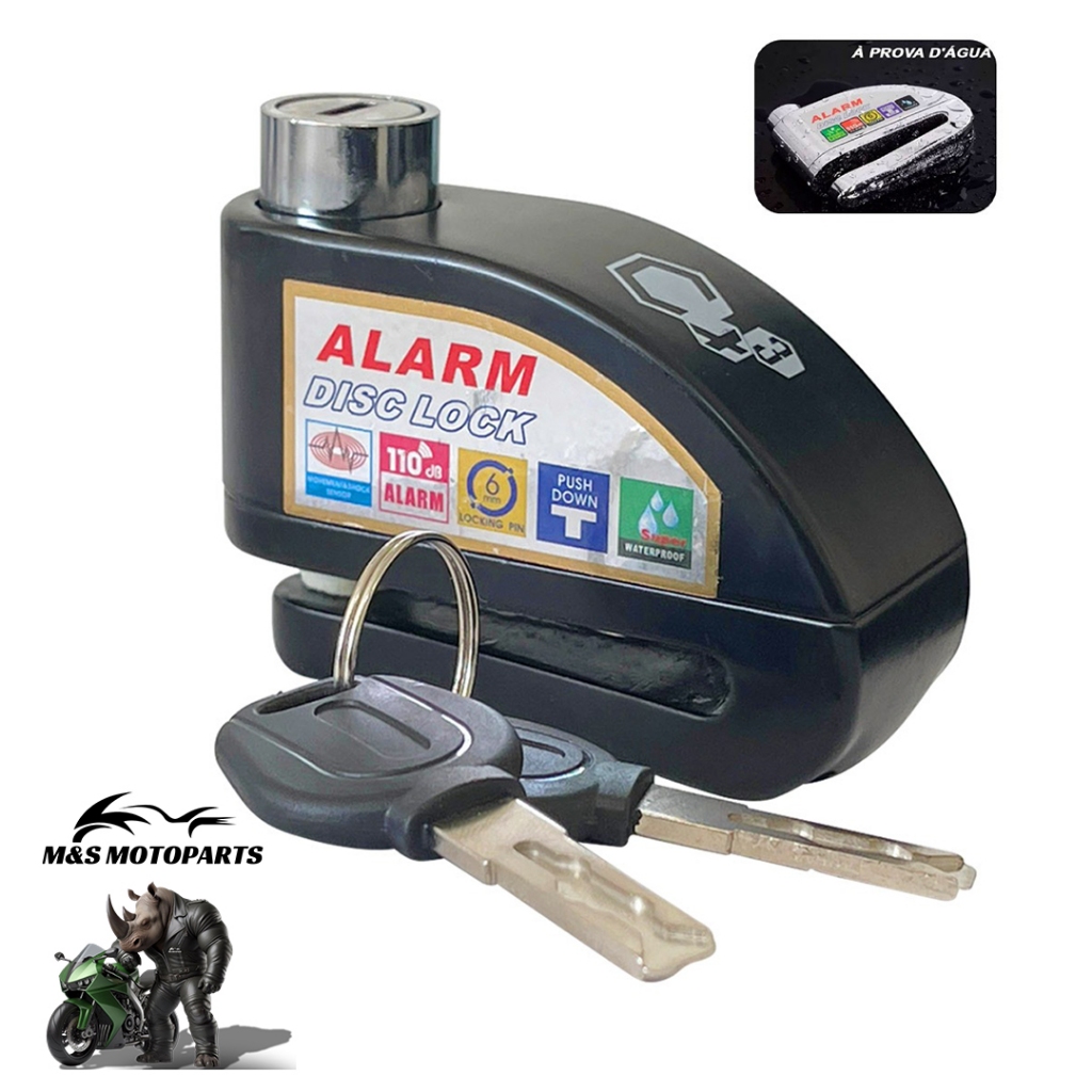 Trava Cadeado De Freio Disco Com Alarme Sonoro Para Moto