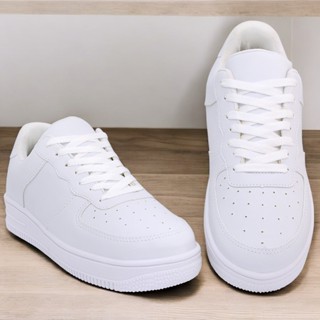 Tênis Branco Unissex Force Feminino Casual Caminhada Dia Dia Minimalista Preto Masculino D...