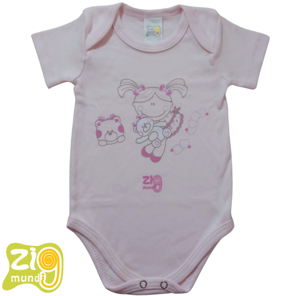 Body Bebê Manga Curta Estampado da Zig Mundi Kit 10 Peças