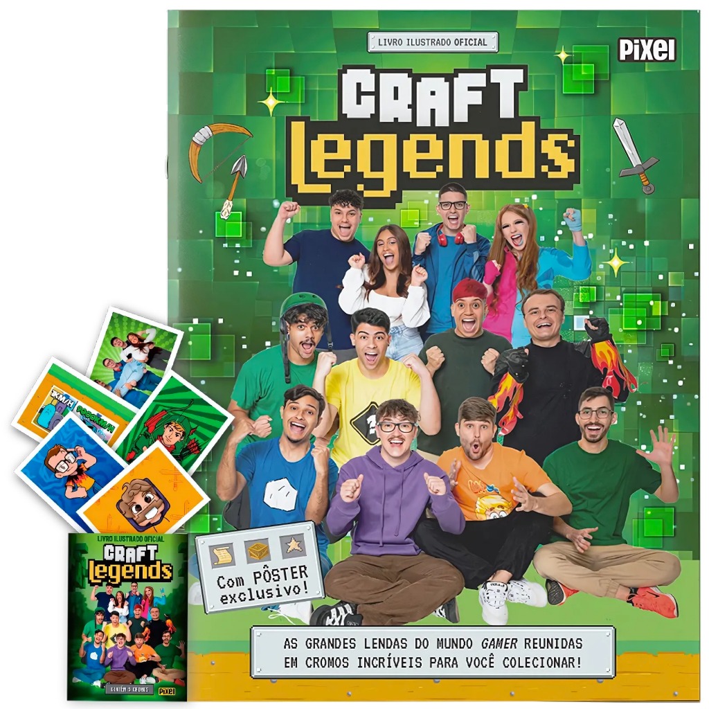 Album Figurinha Craft Legends Minecraft Problems Athos Cadres Marcelo Robin Tonigon Sandeg...