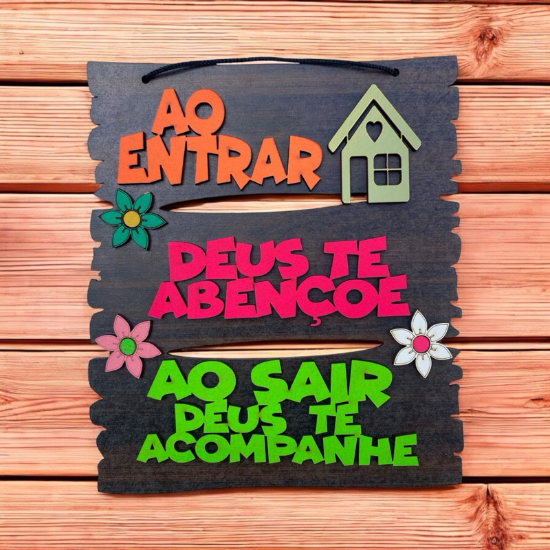 Placa Decorativa Mdf Modelo Ao Entrar Deus Abençoe NEON vivo em Oferta na Shopee