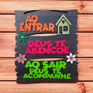 Placa Decorativa Mdf Modelo Ao Entrar Deus Abençoe NEON vivo em Oferta na Shopee