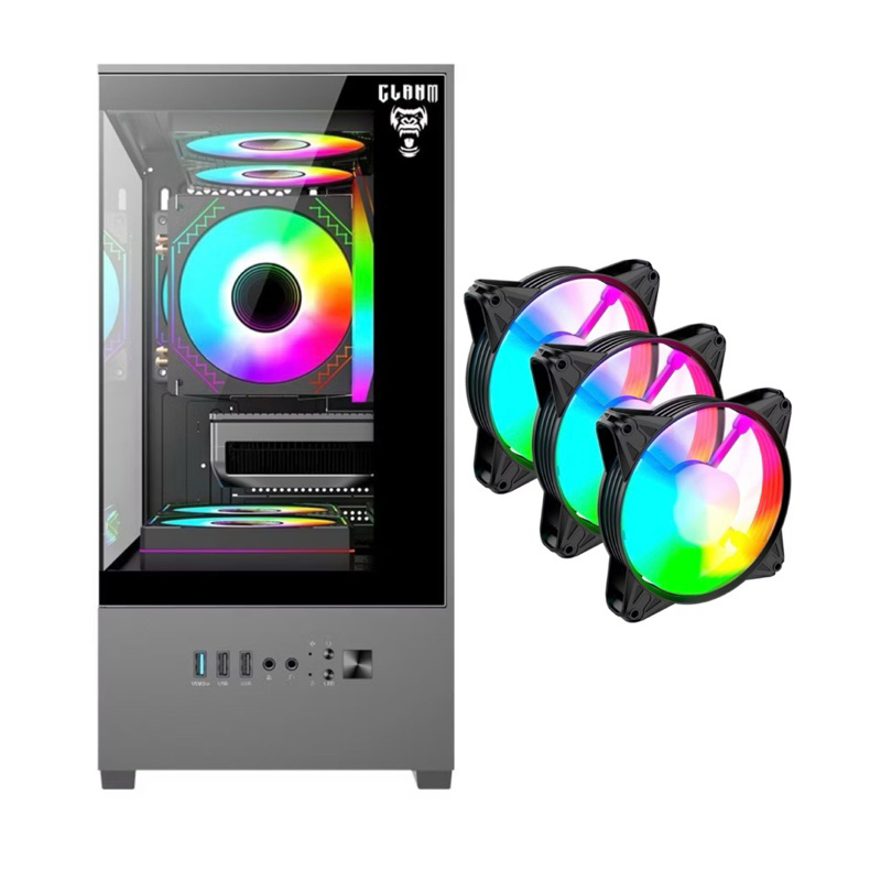 Gabinete Gamer Preto Para Placa Mãe Micro ATX / ITX Mid Tower + Kit 3 Fan 120mm Rgb Para Gabinete Placa Micro Atx  Itx