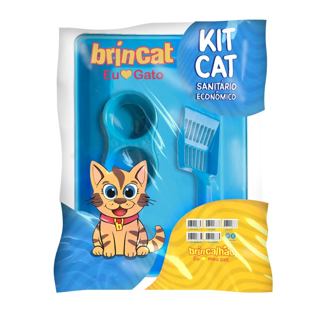 Kit Caixa de Areia para Gatos com Pá Comedouro Bebedouro e Bandeja