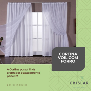 Cortina de Voil com Forro semi blackout para sala/quarto em Oferta na Shopee
