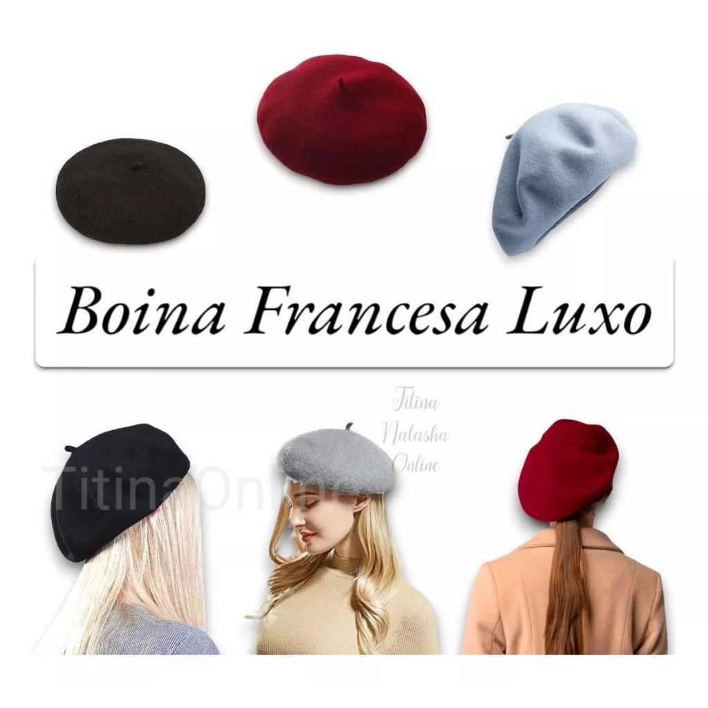 Touca Boina Francesa luxo Quente Fofo Moda Frio Lux Inverno