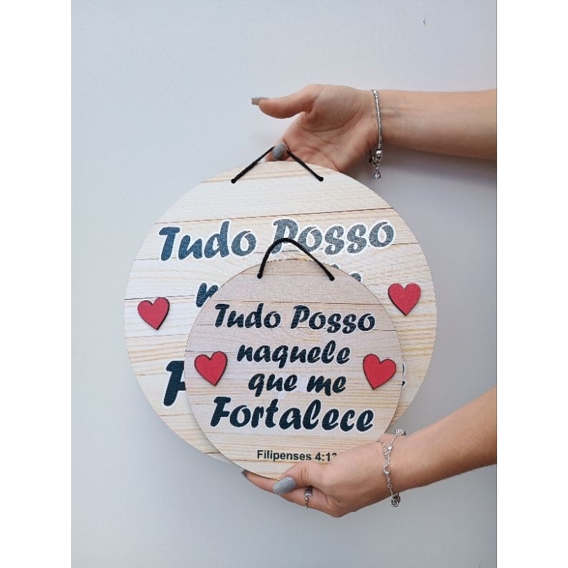 TUDO POSSO NAQUELE QUE ME FORTALECE linha pérola MDF 6mm