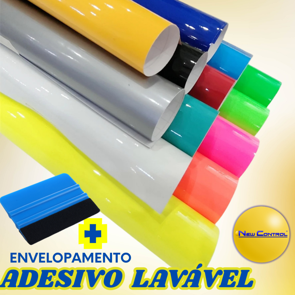 Papel Contact Adesivo Móveis Armário Geladeira Lavável Cores VIbrantes VInil Auto 1x0,50M + Espátula