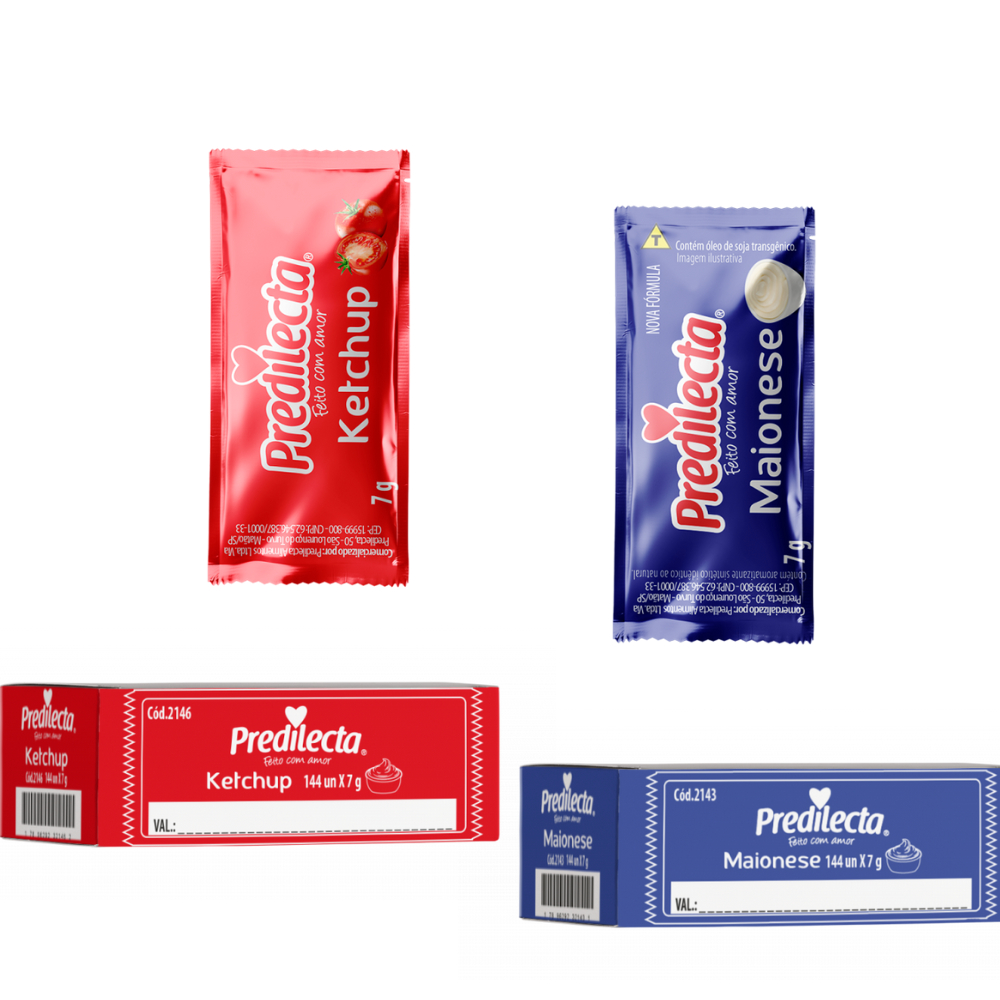 kit Sache Catchup e Maionese Caixa Com 144 Unidades Cada Predilecta em Oferta na Shopee