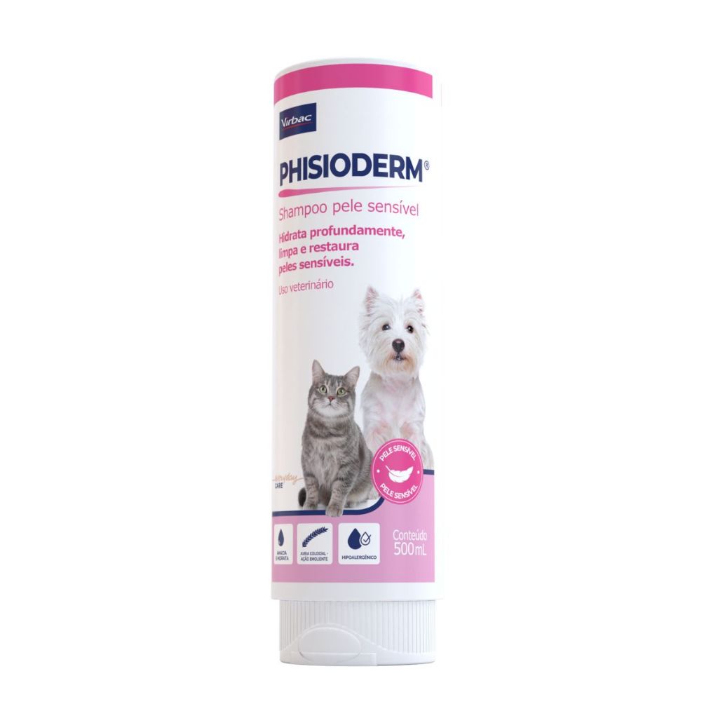Phisioderm Shampoo Pele Sensivel 500ML Cães e Gatos - Virbac - Pets