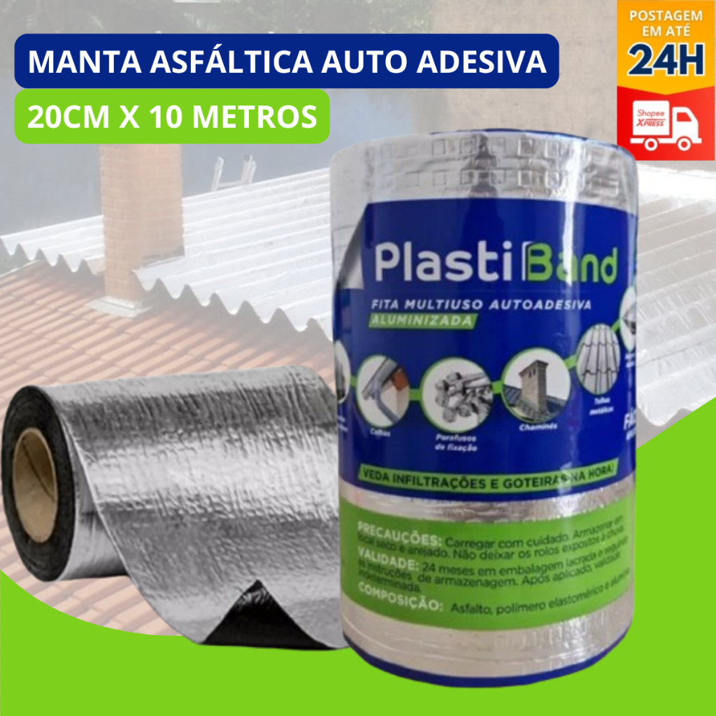 Fita Manta Asfaltica Adesiva Telhados Escolha o Tamanho 10mts Reparo Em Telhados Anti-Goteira Furos em Oferta na Shopee