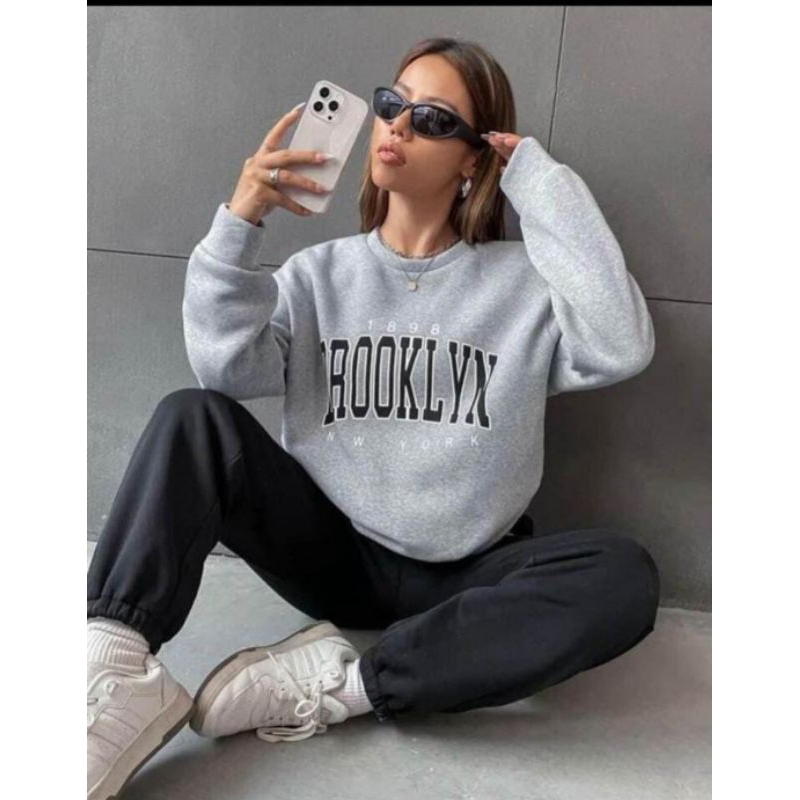 Conjunto moletom Brooklin calça com bolso frio feminina flanelada