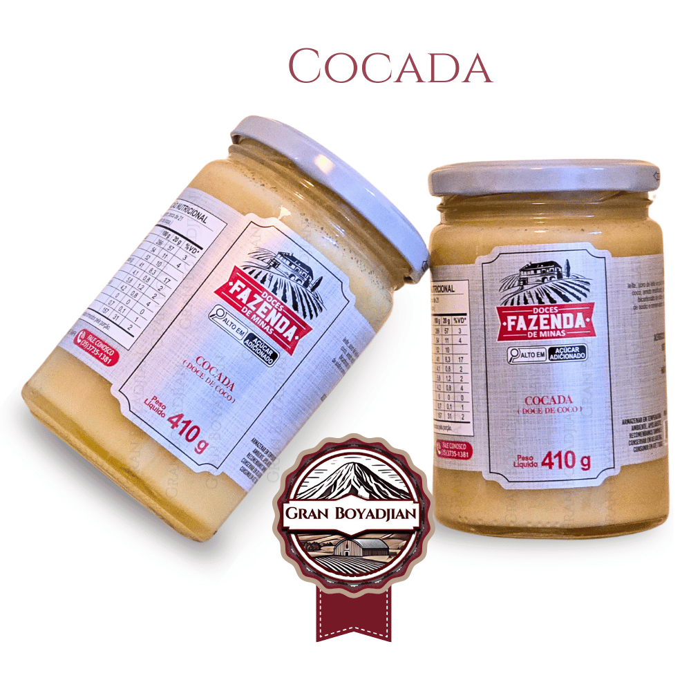 Cocada Cremosa Vários Sabores Chocolate / Morango / Ameixa / Queimada 410 Gramas - Fazenda de Minas